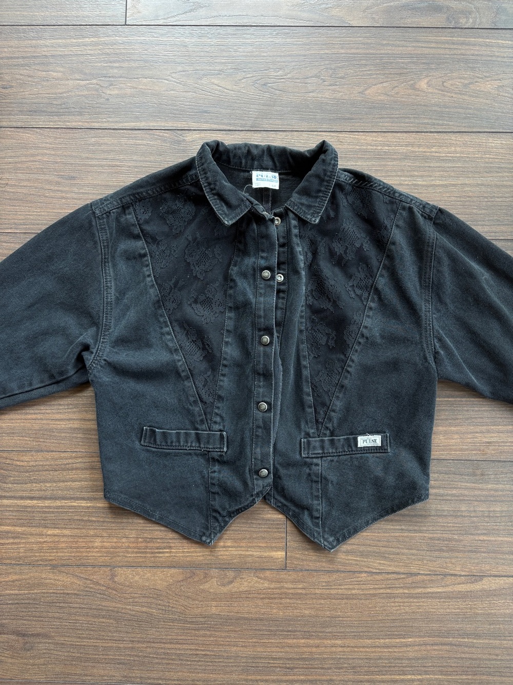 Vintage western black lace denim jacket Pulse - Picture 2 of 6